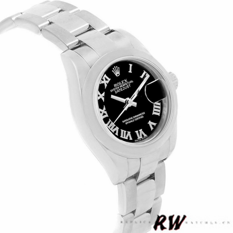 Rolex Datejust 179160 Oyster Bracelet Black Roman Dial 26MM Lady Replica Watch