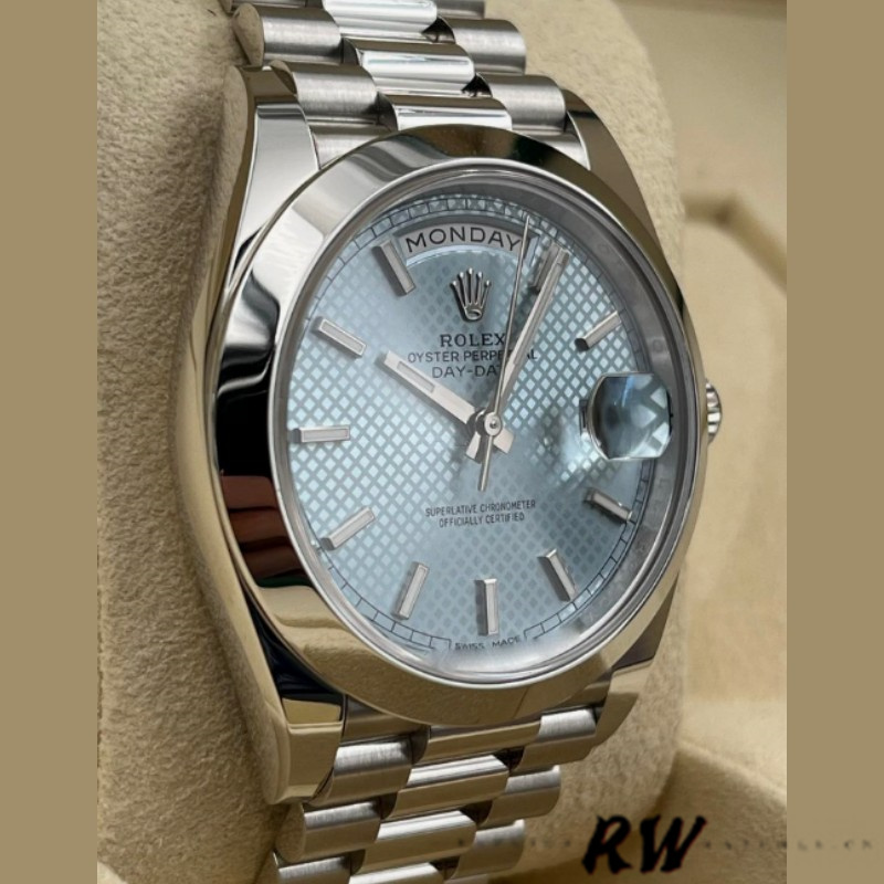 Rolex Day-Date 228206 Ice Blue Motif Dial Platinum 40MM Mens Replica Watch