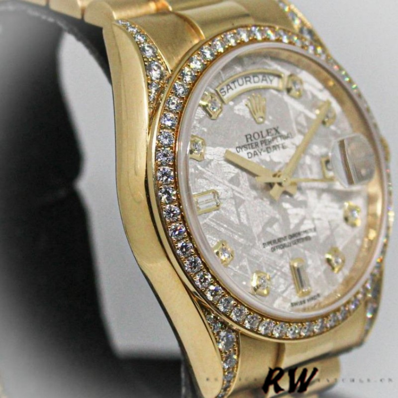 Rolex Day-Date 118388 Yellow Gold Diamond Meteorite Dial 36MM Unisex Replica Watch