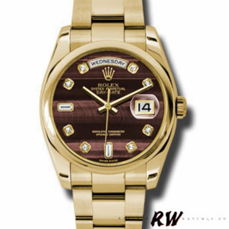 Rolex Day-Date 118208 Yellow Gold Domed 36mm Unisex Replica Watch