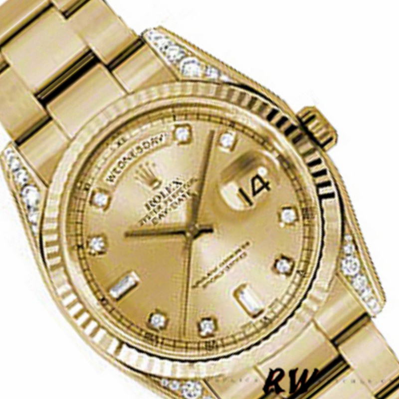 Rolex Day-Date 118338 Champagne Diamonds Dial 36mm Unisex Replica Watch
