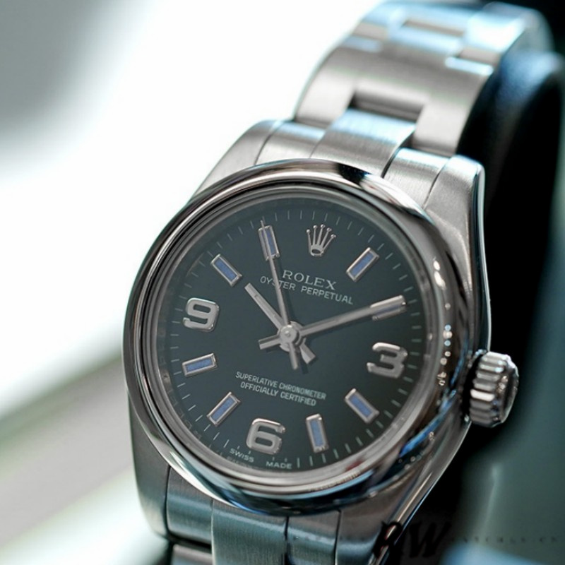 Rolex Oyster Perpetual 176200 Stainless Steel Blue Index Dial 26MM Lady Replica Watch