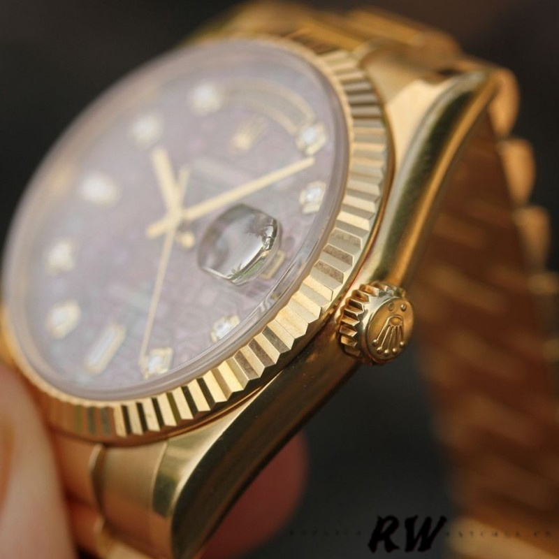 Rolex Day-Date 118238 Black Mother of Pearl Diamond Dial 36mm Unisex Replica Watch