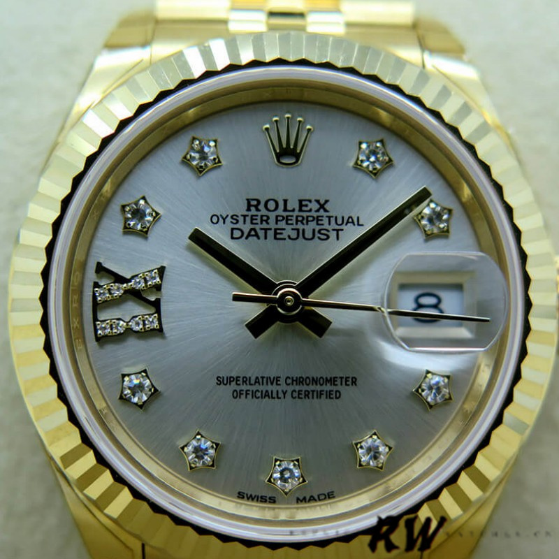 Rolex Datejust 279178 Silver Dial Diamond Yellow Gold 28mm Lady Replica Watch