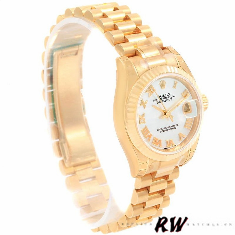 Rolex Datejust 179178 Mother of Pearl White Dial Dial Yellow Gold 26MM Lady Replica Watch