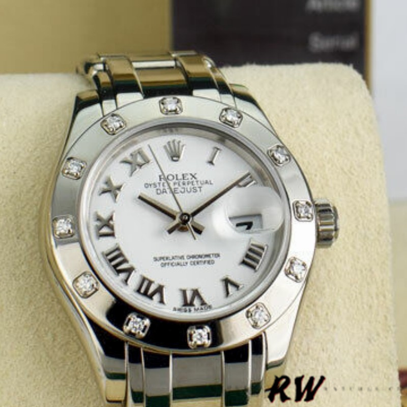 Rolex Pearlmaster 80319 White Roman Dial 29MM Lady Replica Watch