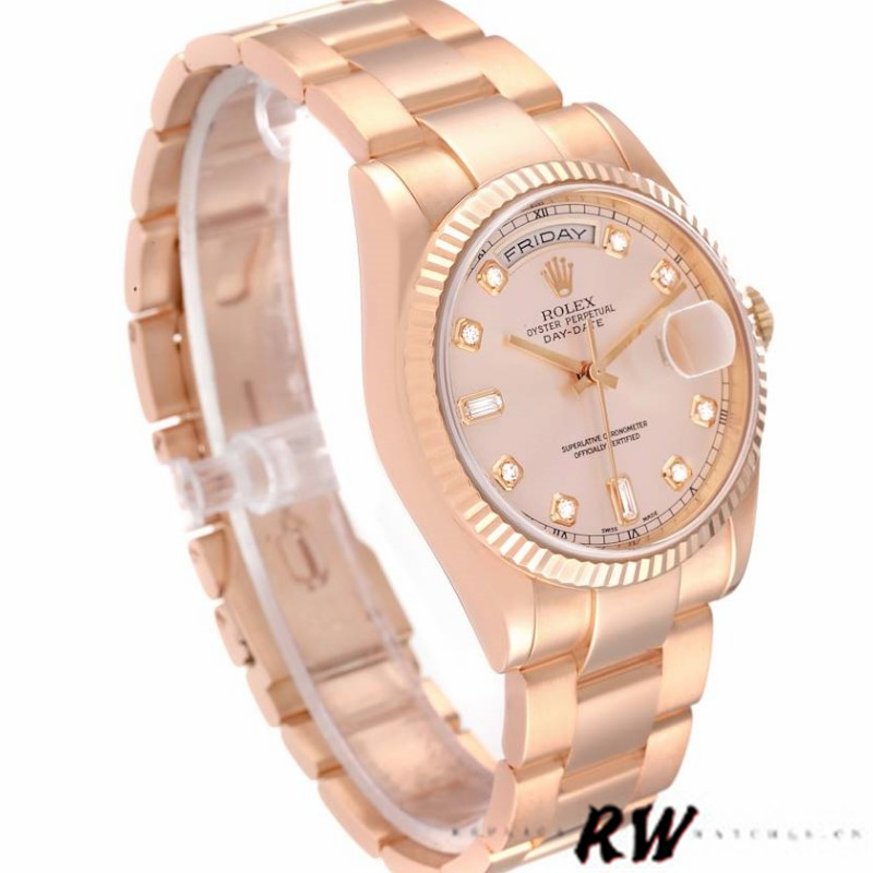Rolex Day-Date 118235 Everose Gold Pink Diamond Dial 36mm Lady Replica Watch