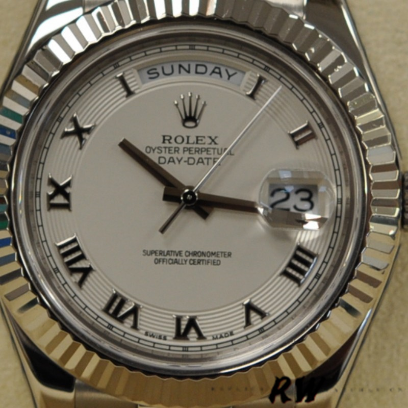 Rolex Day-Date 218239 Ivory Roman Numerals Dial White Gold 41MM Mens Replica Watch