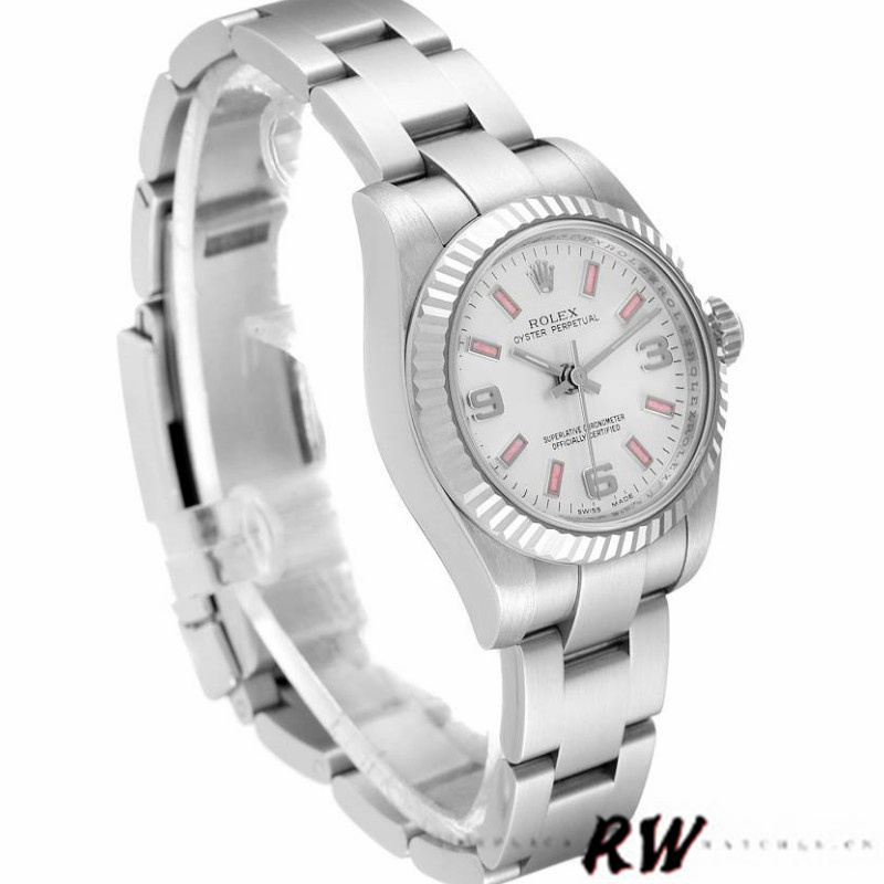 Rolex Oyster Perpetual 176234 Silver Dial Pink Baton 26MM Lady Replica Watch