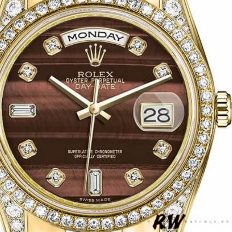 Rolex Day-Date 118388 Bull's Eye Brown Dial 36mm Unisex Replica Watch