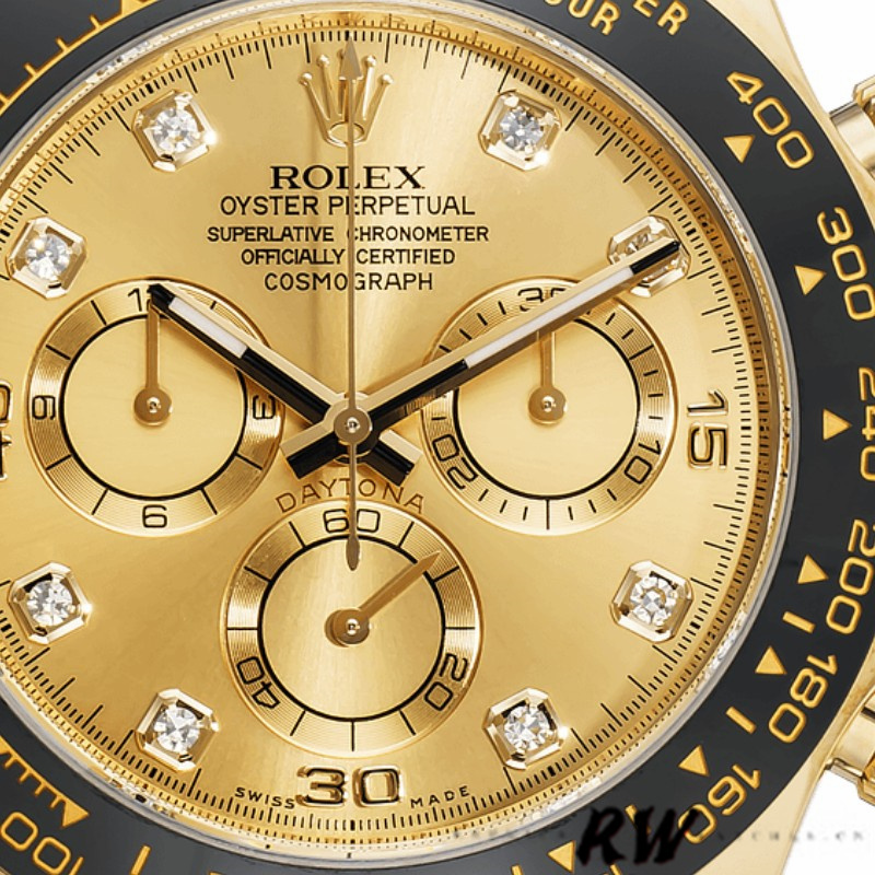 Rolex Daytona 116518 Leather Strap Diamond Champagne Dial 40mm Mens Replica Watch