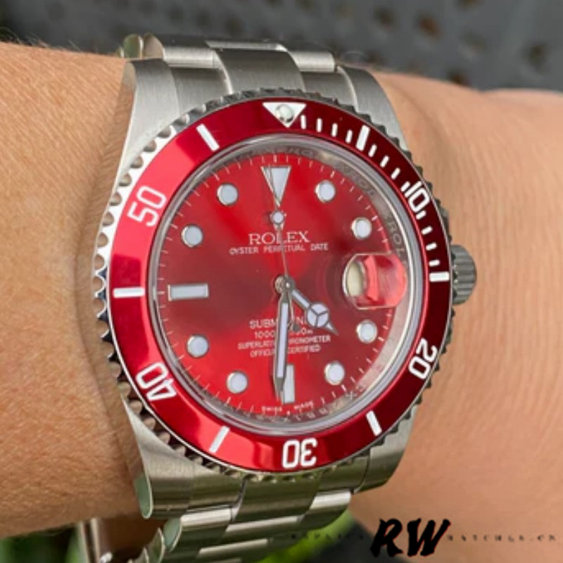 Rolex Submariner 16610 Stainless Steel Refinished Red Dial 40mm Mens Replica Watch