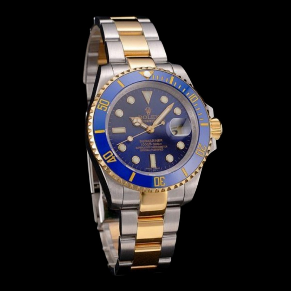 Rolex Submariner PR16233B Two Tone Blue Dial 41mm Mens Replica Watch
