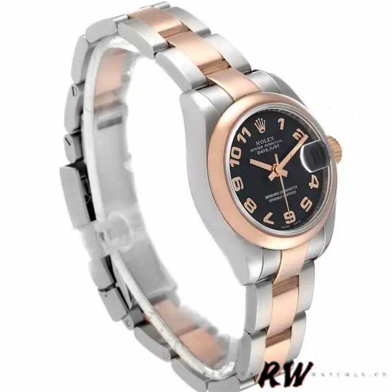 Rolex Datejust 179161 Stainless Steel and Everose Gold Concentric Circle Black Dial 26MM Lady Replica Watch