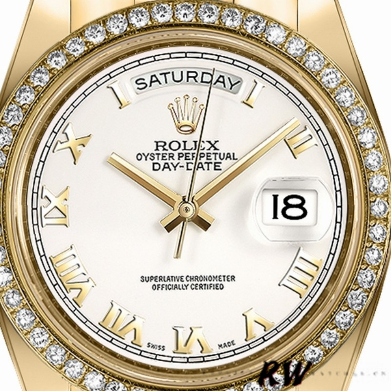 Rolex Day-Date 218348 White Roman Dial 41MM Mens Replica Watch
