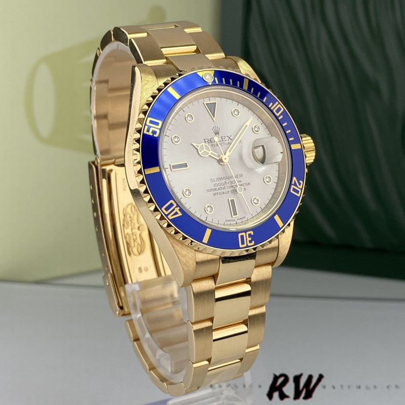 Rolex Submariner 16618 Serti Dial Blue Bezel 40mm Mens Replica Watch