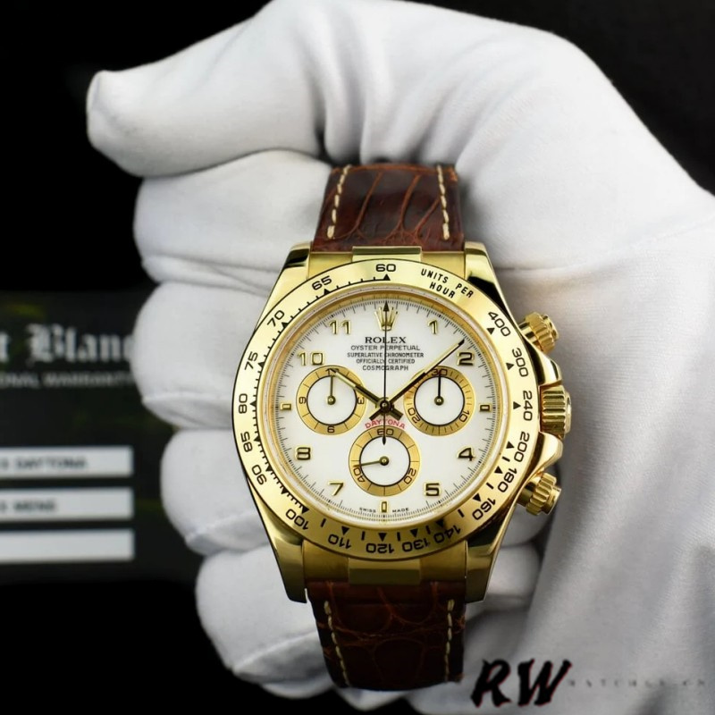 Rolex Daytona 116518 Yellow Gold White Dial 40mm Mens Replica Watch