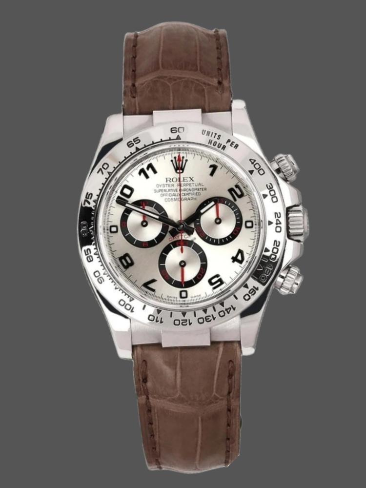 Rolex Daytona 116519 White Gold Racing Dial Brown Leather strap 40mm Mens Replica Watch