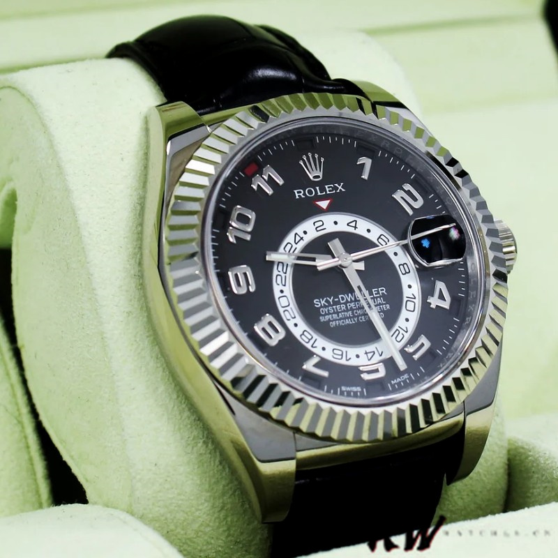 Rolex Sky-Dweller 326139 Black Dial Leather Strap 42MM Mens Replica Watch