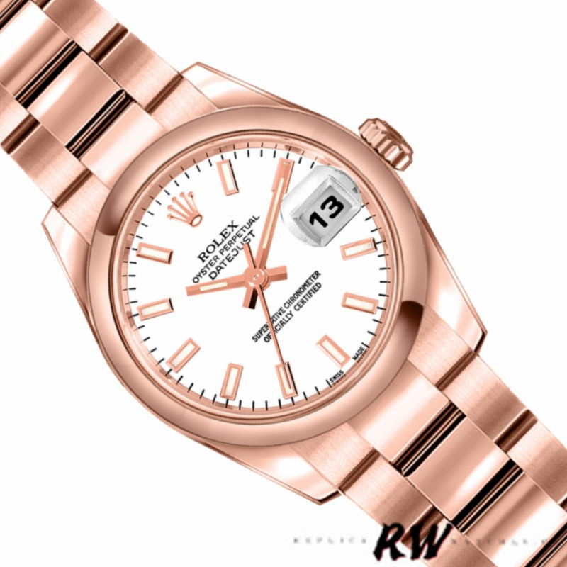 Rolex Datejust 179165 Everose Gold White Index Dial 26MM Lady Replica Watch