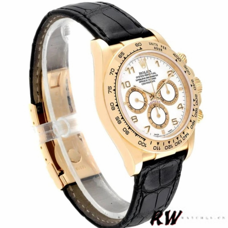 Rolex Daytona 116518 Black Leather Strap White Dial 40mm Mens Replica Watch