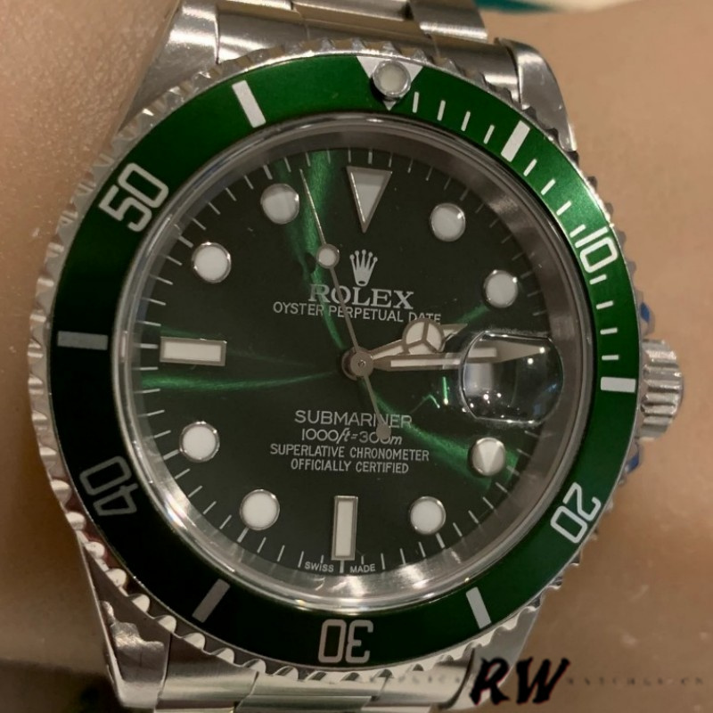 Rolex Submariner 16610 Stainless Steel Refinished Green Dial 40mm Mens Replica Watch