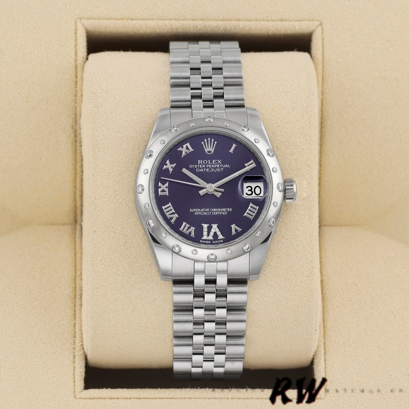Rolex Datejust 178344 Purple Dial VI Diamonds 31MM Lady Replica Watch