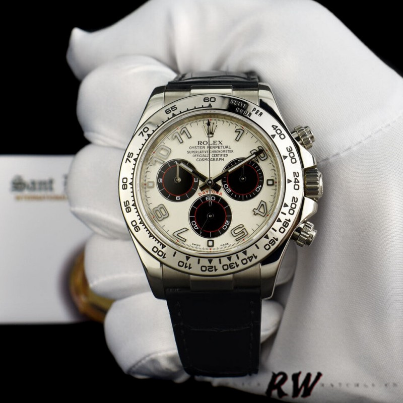 Rolex Daytona 116519 White Dial Black Eyes 40mm Mens Replica Watch