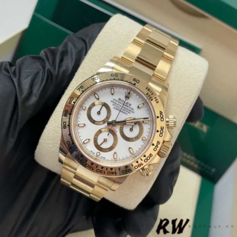 Rolex Daytona 116508 Yellow Gold White Index Dial 40MM Mens Replica Watch