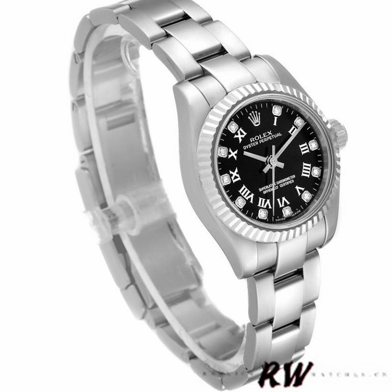 Rolex Oyster Perpetual 176234 Black Roman and Diamond Dial 26MM Lady Replica Watch