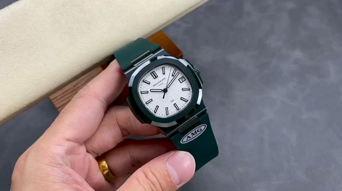 Patek Philippe Nautilus Green Rubber White Dial 5711 40MM Watch