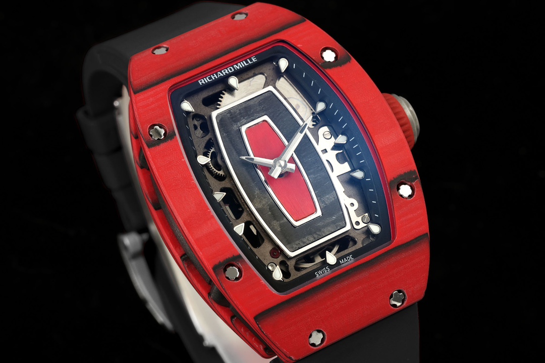 Richard Mille RM07-01 Racing Red Carbon Black Rubber Strap 46mm Ladies Watch