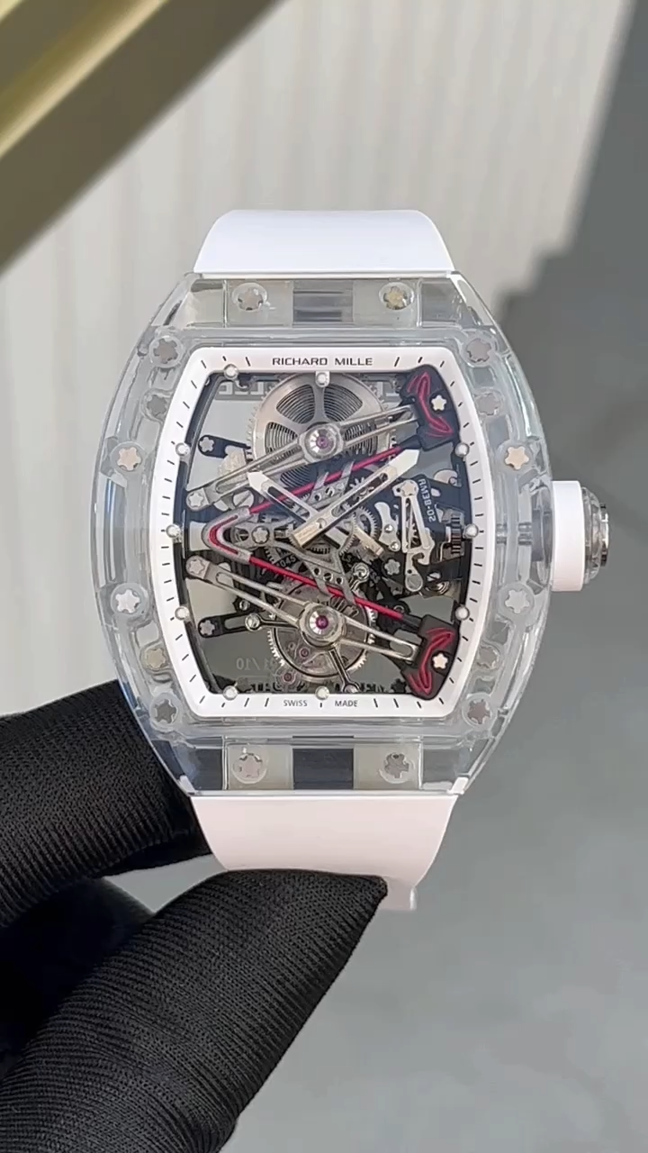 RM38-02 Richard Mille Tourbillon Movement Edition Crystal White Rubber Strap
