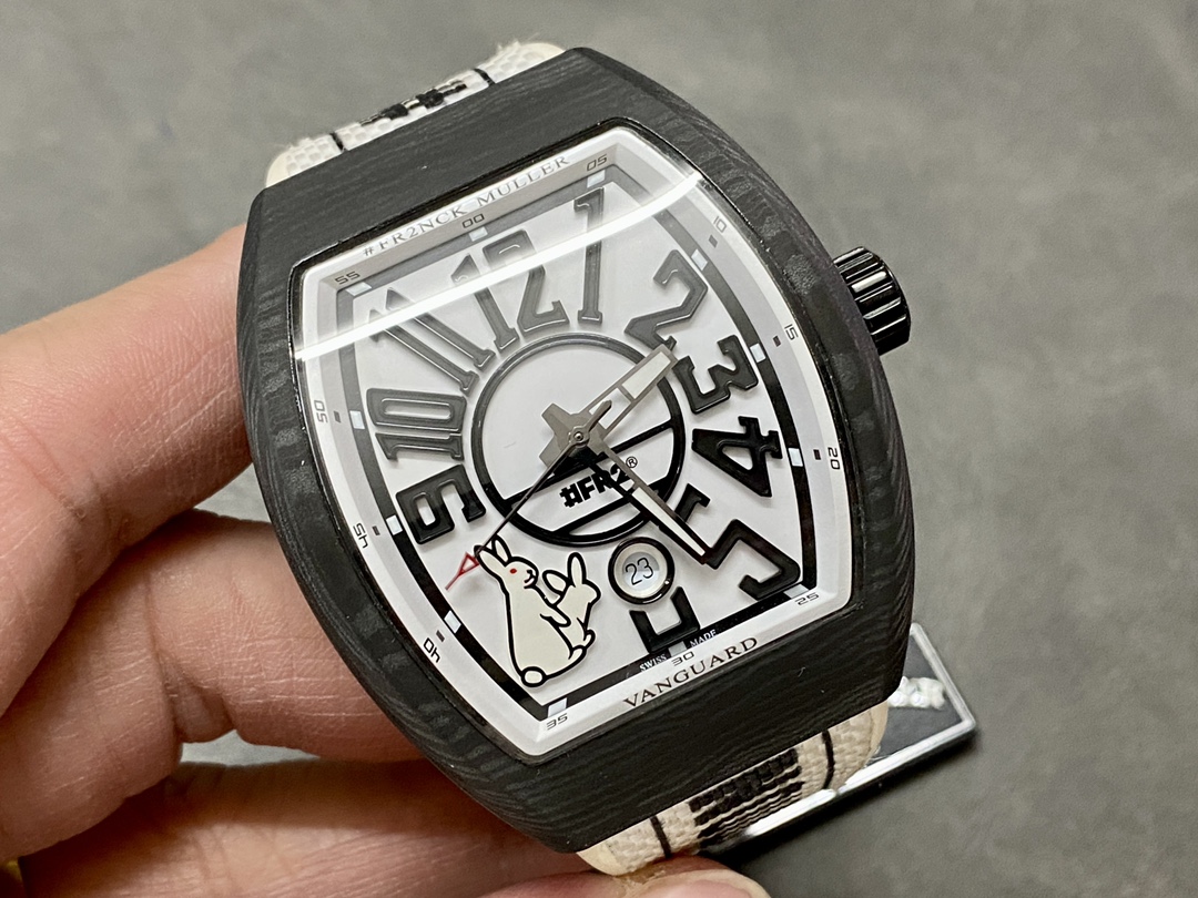 Franck Muller V45 Carbon Fiber Case White Dial