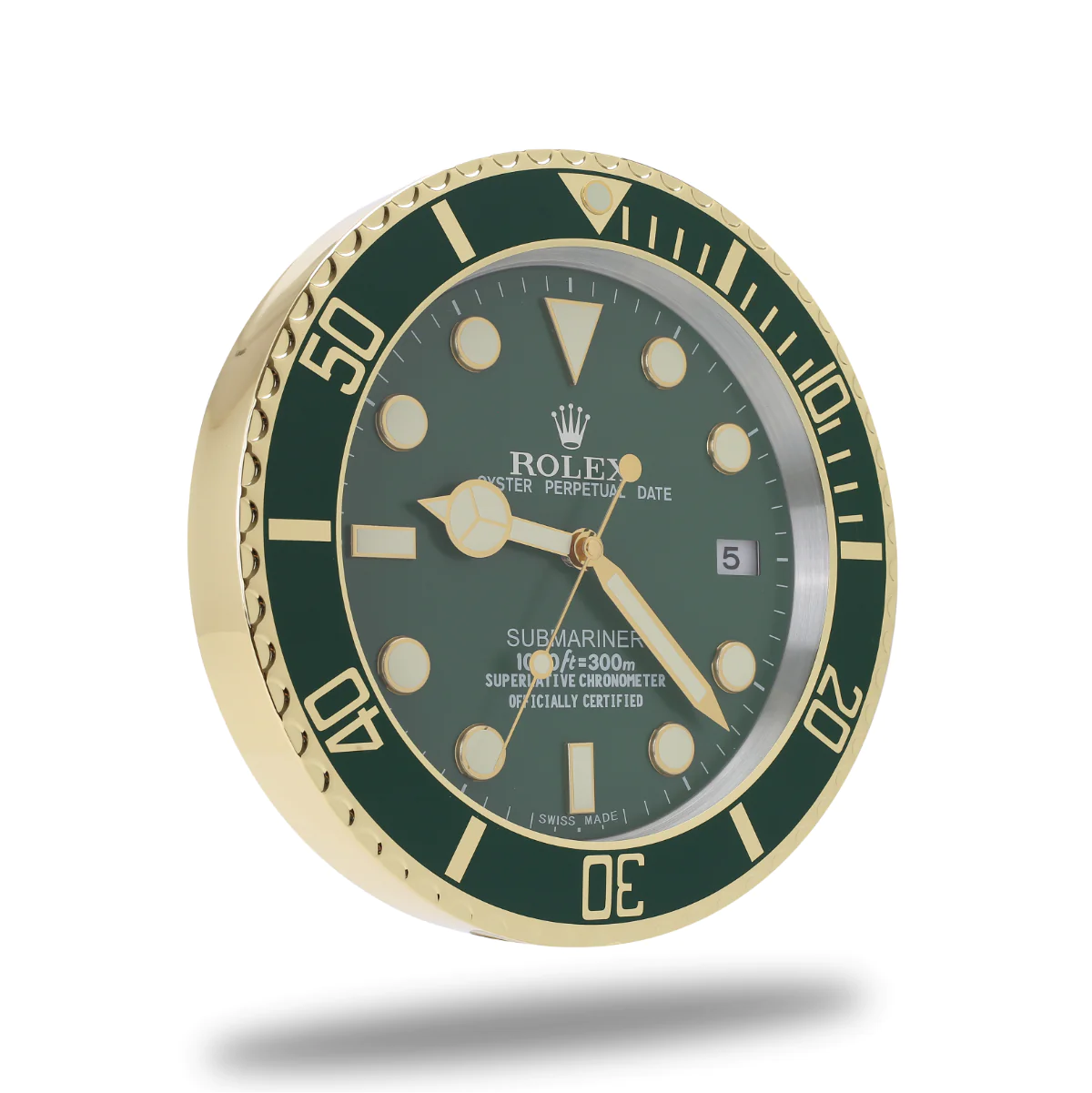 Rolex Submariner Green & Gold Wall Clock