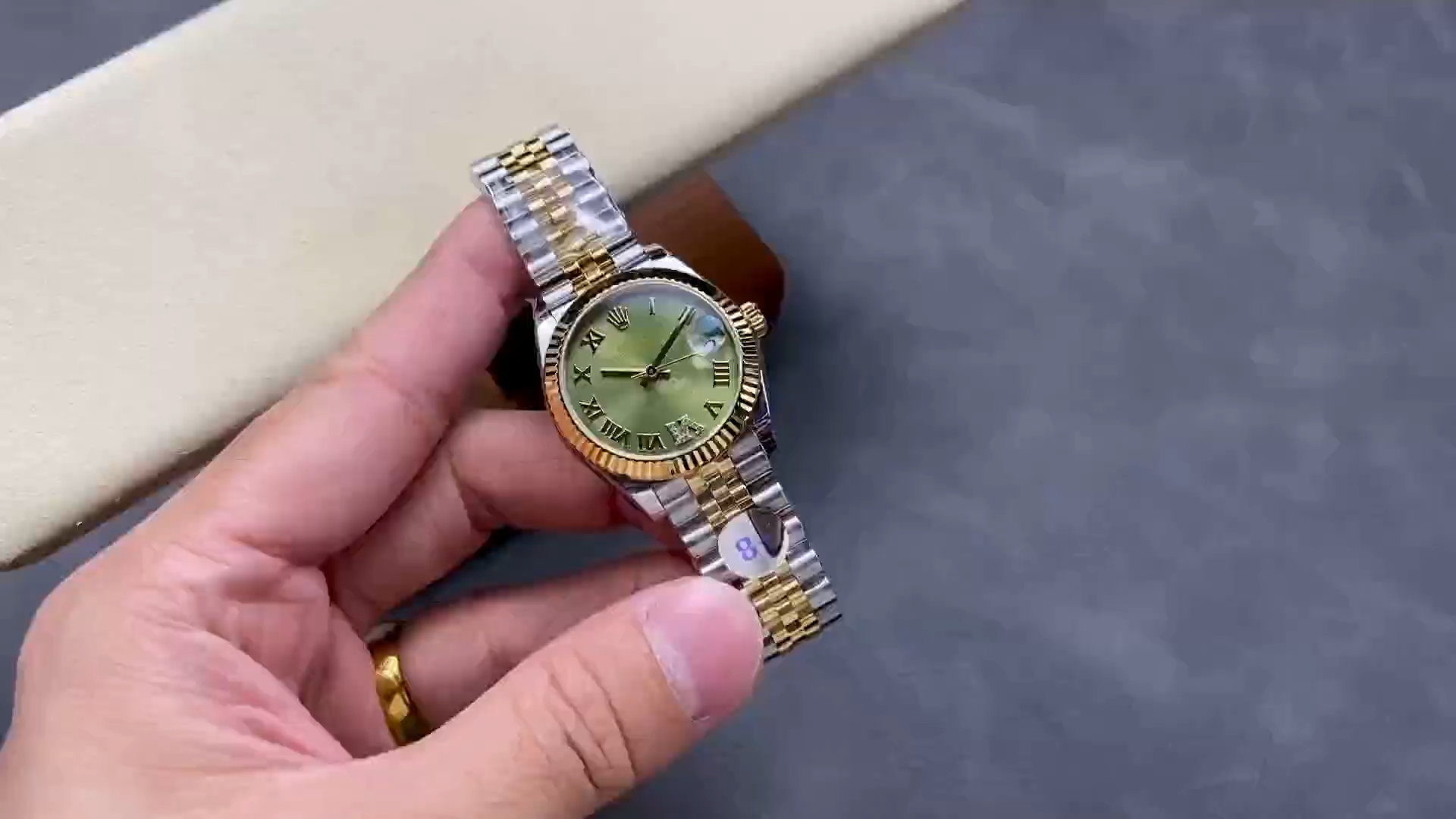 Rolex Datejust 31mm Stainless Steel and Yellow Gold 278273 0016 Green VI Roman Jubilee