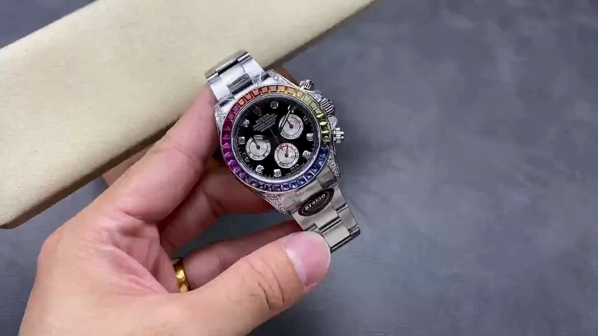 Rolex Daytona 116599RBOW Rainbow White Gold Black Dial Sapphire Bezel