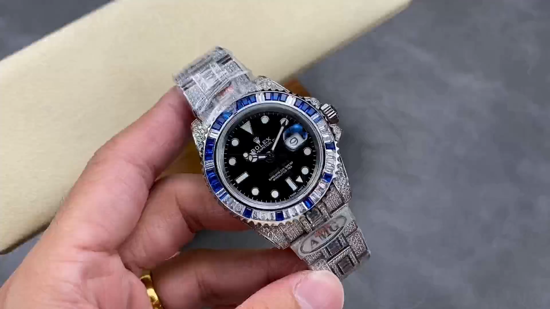 Rolex GMT Master AMG 126710BLRO 40mm With Dual Time Black Dial Diamond Watch