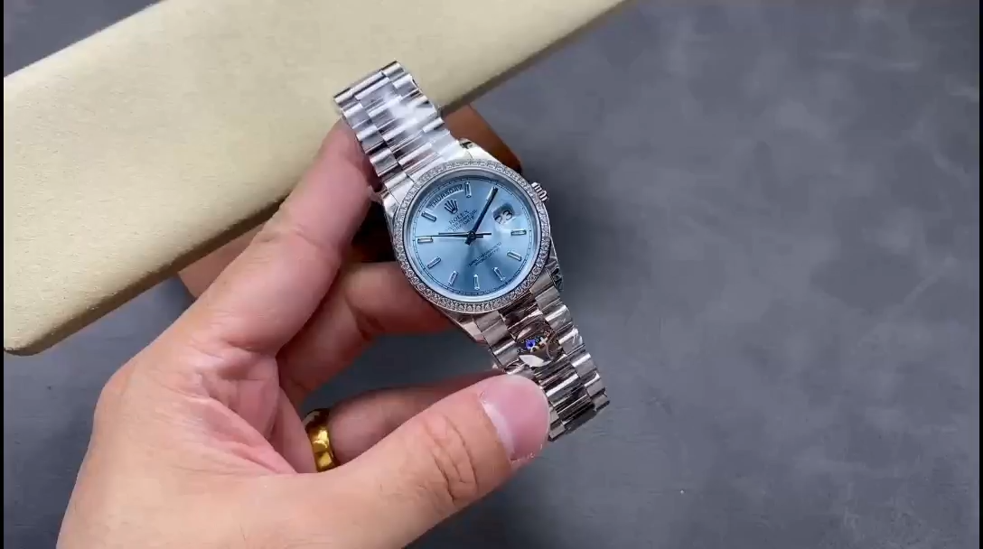 Rolex Day Date m128396tbr 0003 Platinum Ice Blue Dial 36 mm