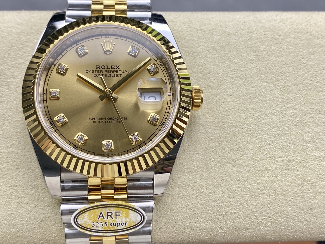 2022 Rolex Datejust Champagne Diamond Dial Two Tone M126333-0012 41mm Mens Replica Watch