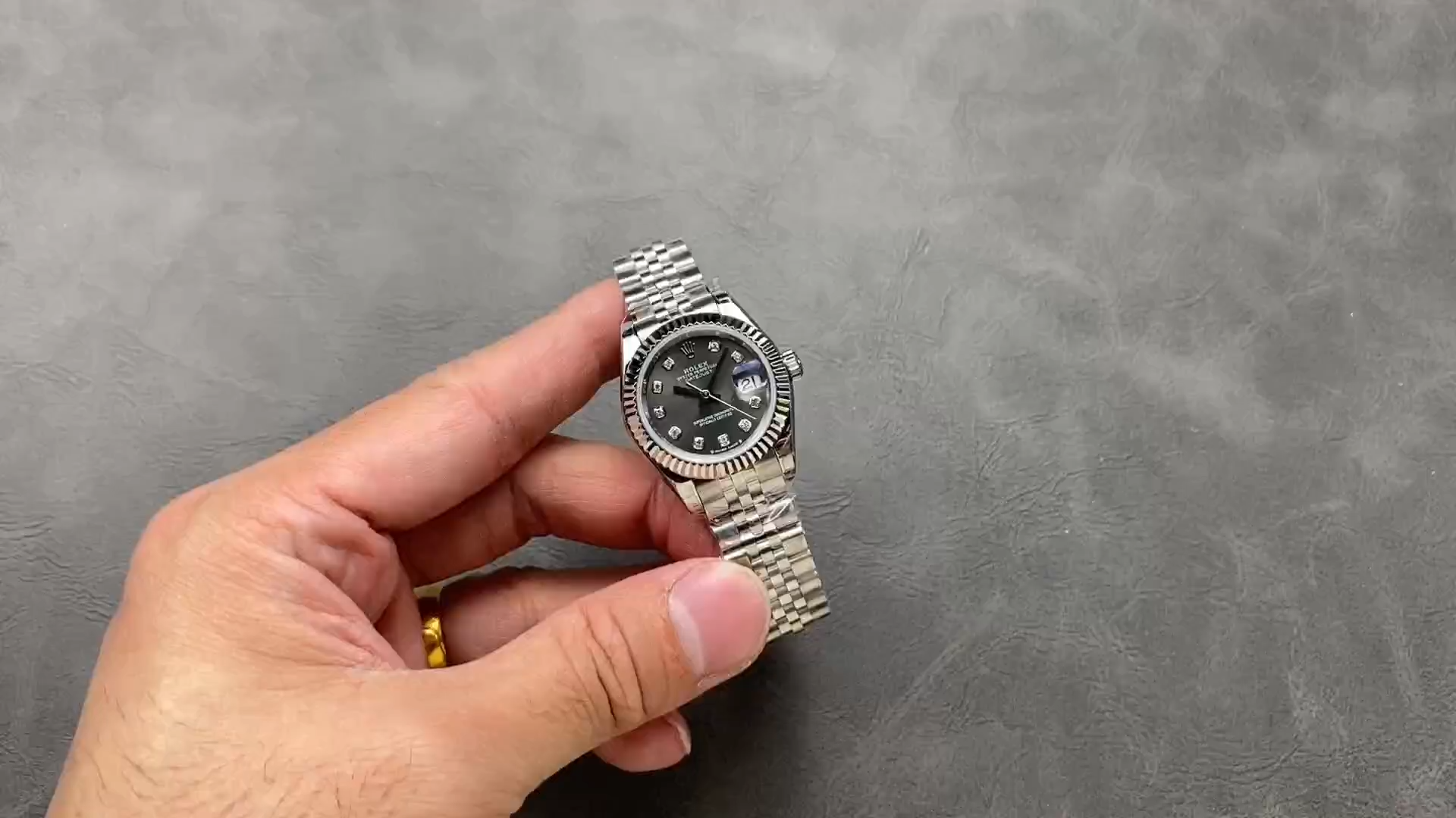 Rolex Datejust 279174 Stainless Steel Dark Grey Diamond Dial 28mm Lady Replica Watch