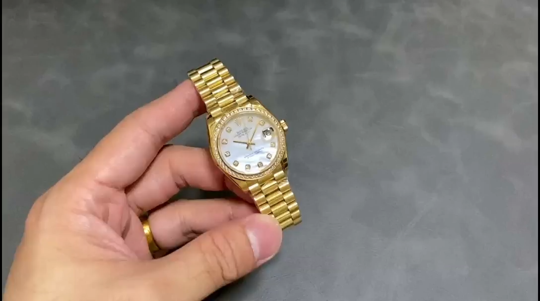 Rolex Datejust 31 Yellow Gold Mother-of-Pearl Diamond Dial Diamond Bezel m278288rbr 0006