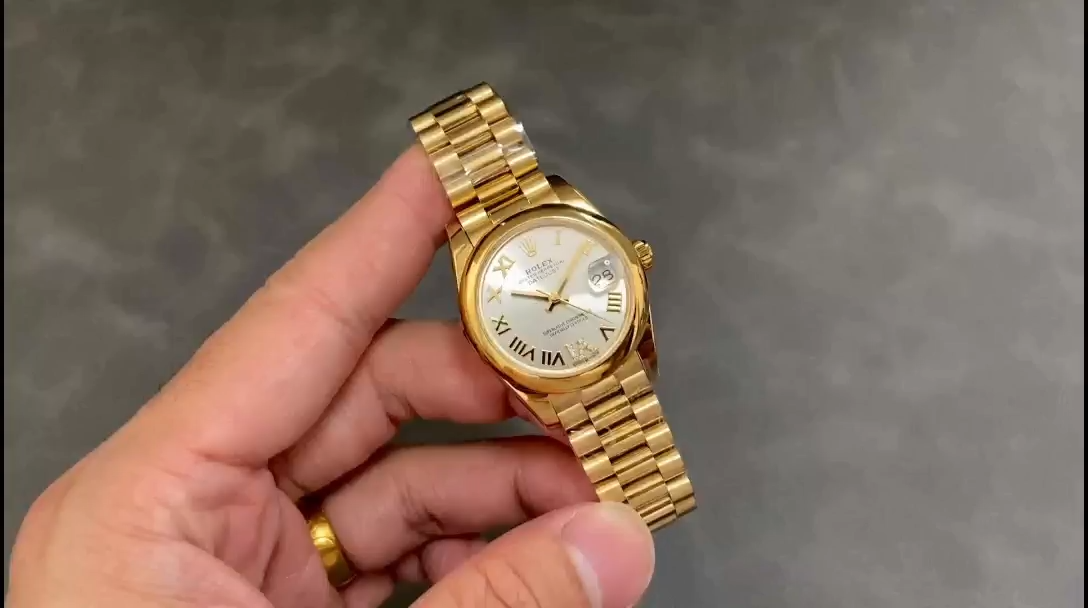 Rolex Datejust 31 Silver VI Daimond Dial 18k Yellow Gold Watch 178248