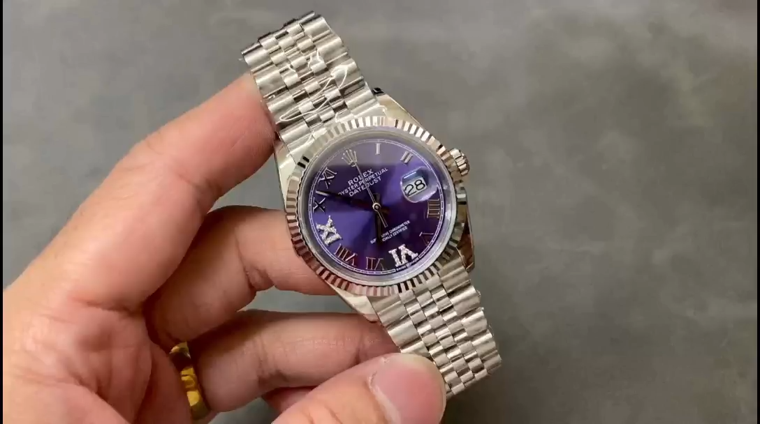 Rolex Datejust 126234 Fluted Bezel Aubergine Dial 36MM Unisex Replica Watch