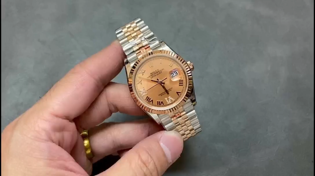 Rolex Datejust 36 Steel & Everose Gold Rose Diamond Pave Roman Dial m126231 0027