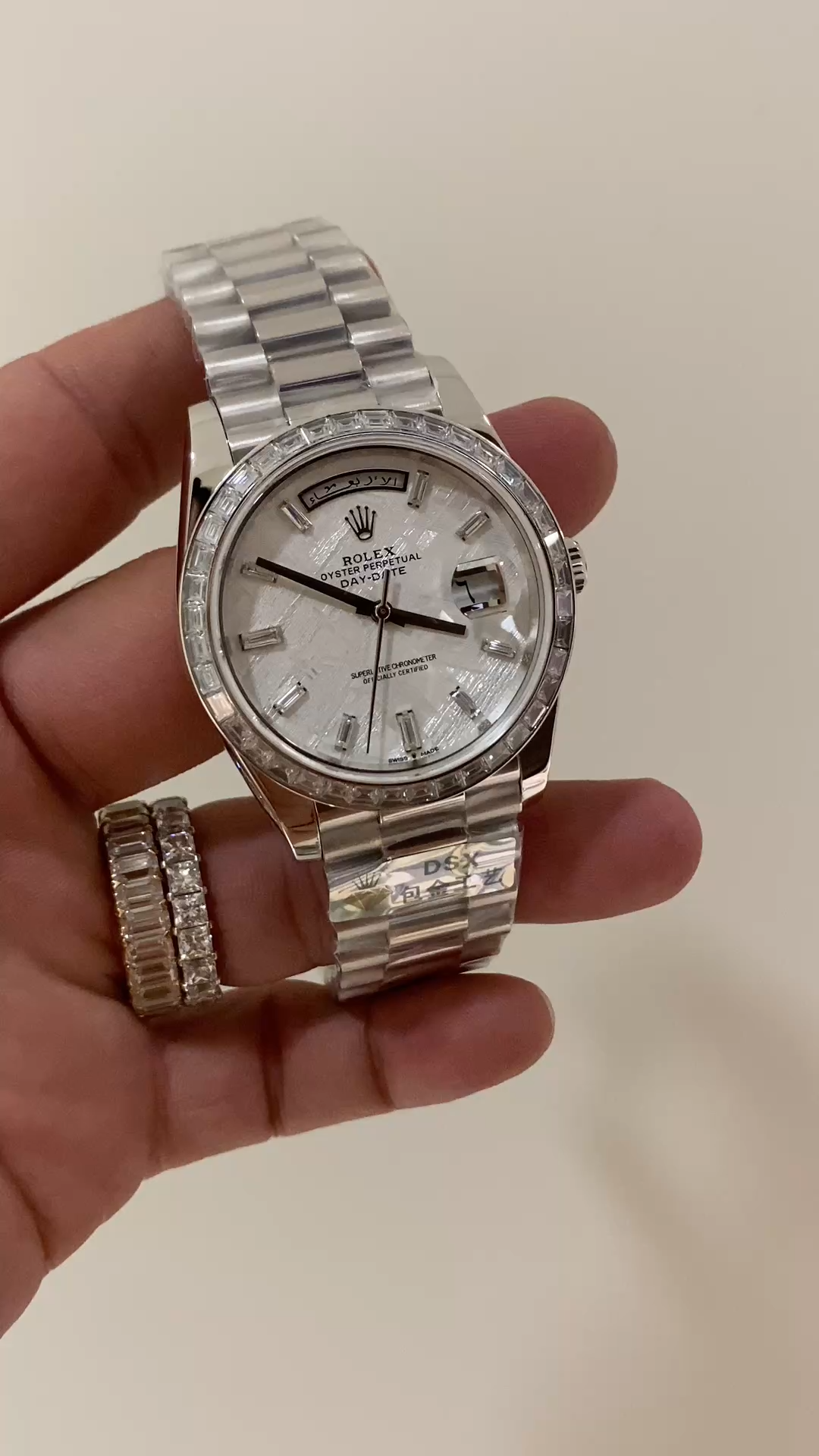 Rolex Day-Date 40 Platinum Meteorite Diamond Dial M228396TBR 0027 Men's Watch