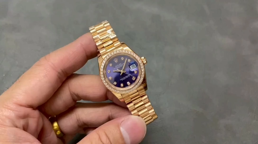 Rolex Datejust 28mm Everose Gold m279135rbr 0020 Aubergine Diamond President Women's Watch
