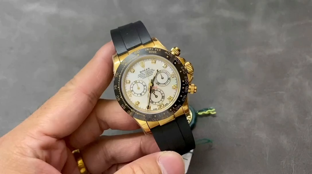 Rolex Daytona 116518LN Rubber Strap MOP Diamond Dial 40mm Mens Replica Watch