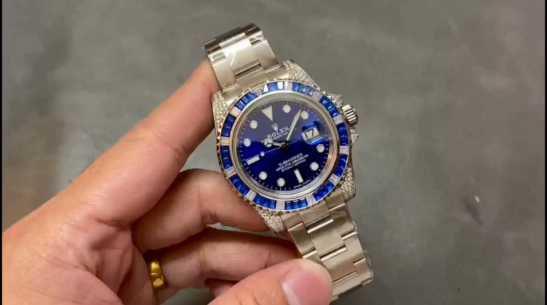Rolex Submariner Date 116610LN Custom Diamond Stainless Steel Blue Dial 40MM Mens Replica Watch