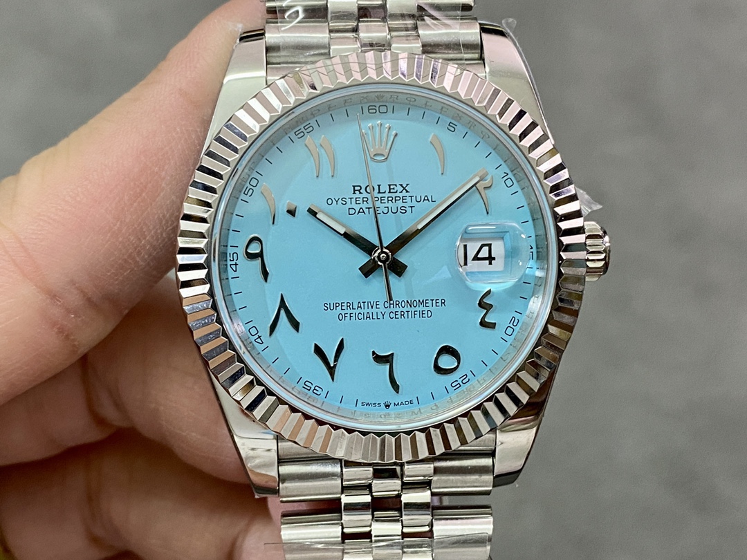 Rolex Datejust 41 Ice Blue Dial with Fluted Bezel 126334 Men's Watch